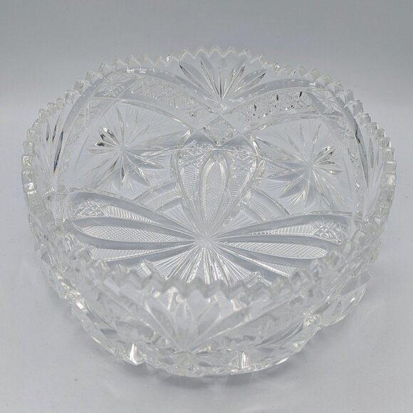 Cut and Pressed Glass Bohemian Lead Crystal Bowl Polish Irena 4 1/2" - Picture 2 of 4